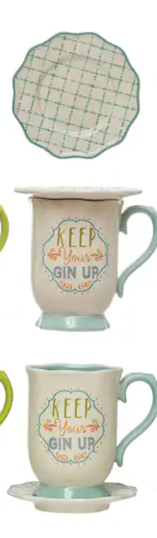 Stoneware Mug and Saucer Set