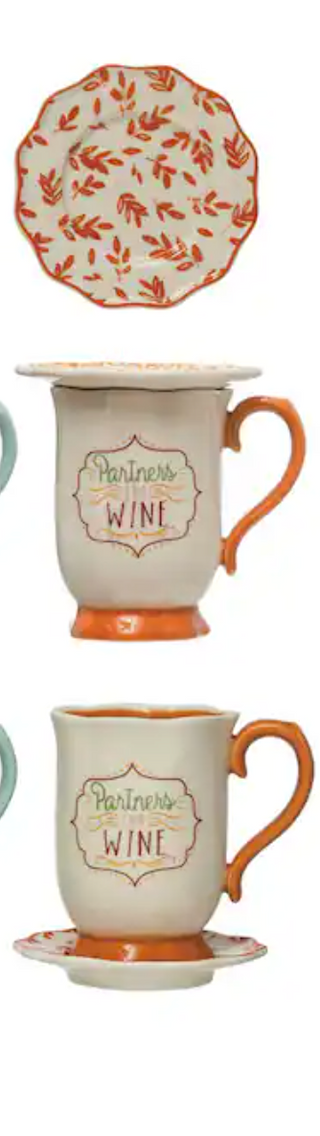 Stoneware Mug and Saucer Set