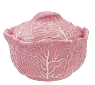 2-1/2 Quart Stoneware Pink Cabbage Shaped Tureen