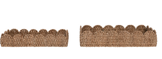 Decorative Braided Bankuan Trays w/ Handles & Scalloped Edge