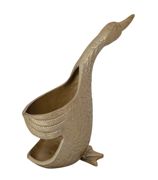 Gold Finished Cast Aluminum Duck Shaped Bottle Holder