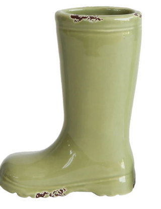 Distressed Stoneware Boot Vase
