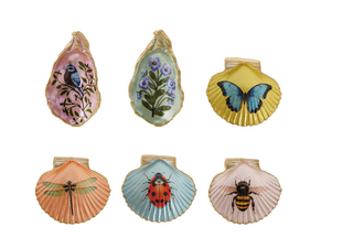 Resin Shell Shaped Magnet w/ Flora/Fauna Image