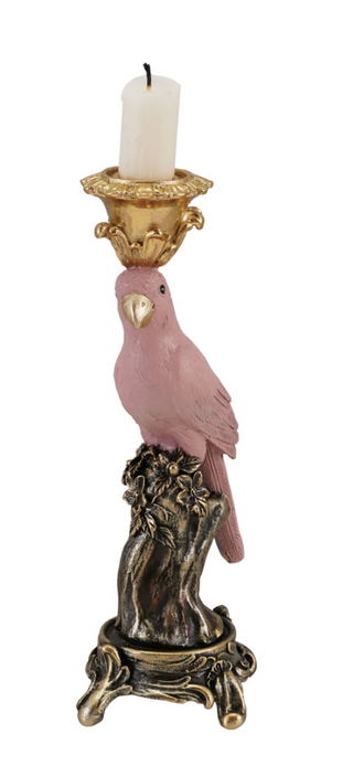 Resin Taper Holder with Parrot on Branch