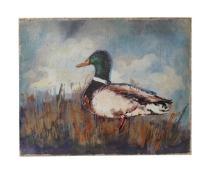 Distressed Finish Canvas Wall Décor w/ Duck