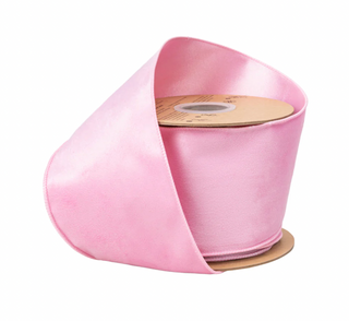 4" Reversible Classic Velvet Wired Ribbon | Pink/Pink | 10 Yard Roll