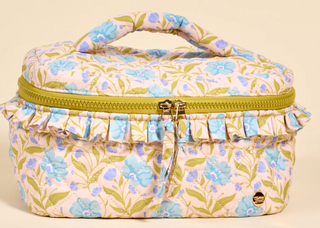 Glam & Go Quilted Cosmetic Bag Poppin' Petals Aqua