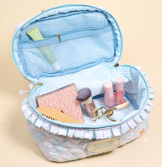 Bride Something Blue Glam & Go Quilted Cosmetic Bag
