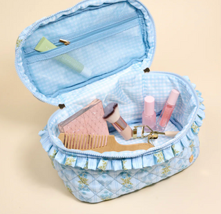 Oh So Fancy Blue Glam & Go Quilted Cosmetic Bag