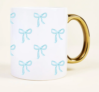 Bows Blue 11 oz Cozy Cute Ceramic Mug