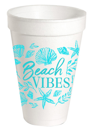 Aqua Beach Vibes Seashells Styrofoam Cup