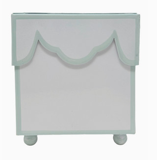 White & Mint Blue Scalloped Tissue Holder