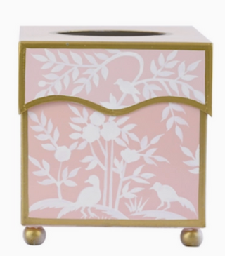 Pink Bird & Vine Tissue Holder