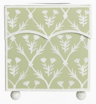 Pale Green & White Tulip Tissue Holder