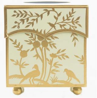 Pale Green & Gold Chinoiserie Tissue Holder