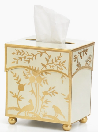 Pale Green & Gold Chinoiserie Tissue Holder