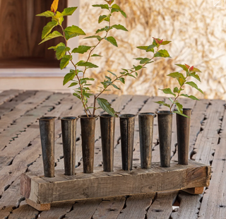 Flower Centerpiece of Primitive Wood And Tin