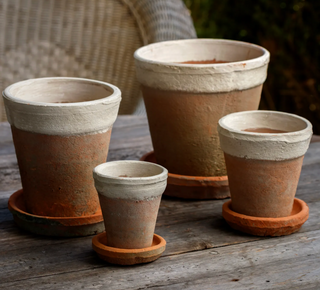 Collier Antiqued Red Herb Pots with Saucers