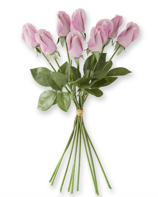 17.5 Inch Real Touch Rose Bud w/Foliage Bundle