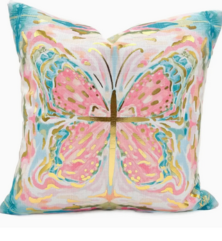 Gold Foil Cortnei Kaleidoscope Butterfly Pillow