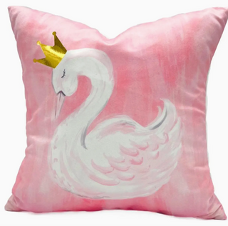 Gold Foil Crowned Swan Pillow