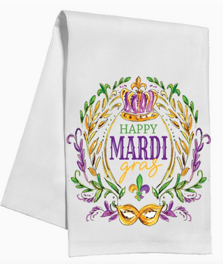 Happy Mardi Gras Crown Kitchen Towel