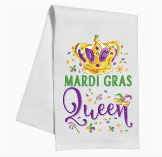 Handpainted Mardi Gras Queen Kitchen Towel
