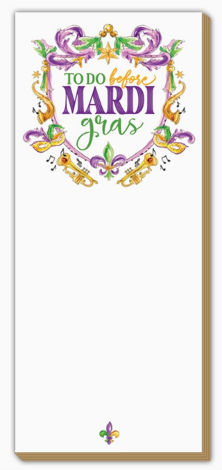Handpainted To Do Before Mardi Gras Crest Luxe Skinny Pad