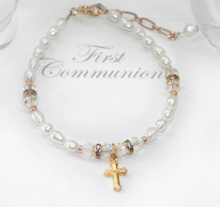 First Communion Gold Finish Bracelet