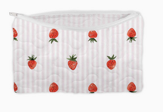 Strawberry Crush Pink Quilted Makeup Bag