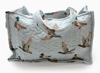 Mallory Ducks Blue Quilted Tote