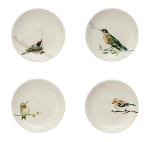 Stoneware Dish With Bird on Branch