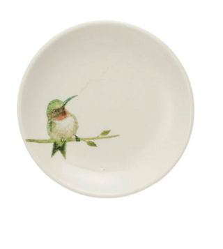Stoneware Dish With Bird on Branch