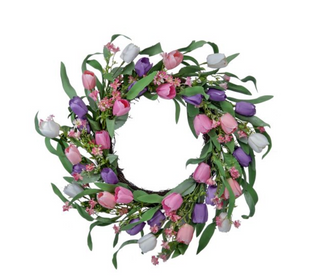 22" Spring Tulip With Blossom Wreath
