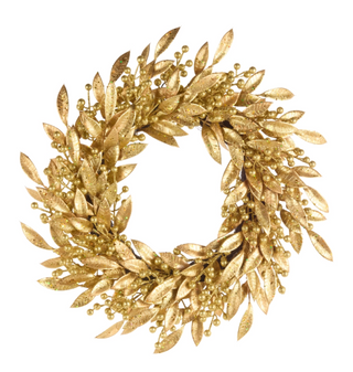 24" Gold Leaf and Berry Wreath