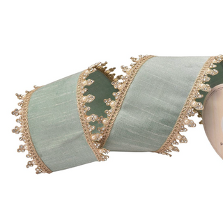 Celadon Dupioni With Jewel Edge Ribbon