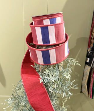 2.5" Red/White/Blue Stripe Dupioni Ribbon