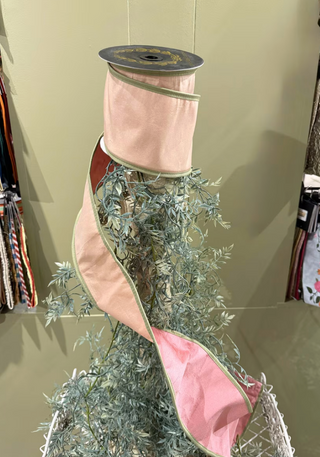 Pink/Blush Taffeta with Green DupionI Piping