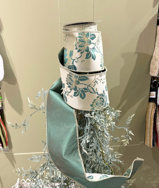 4" JME Floral Jacquard Dupioni Green