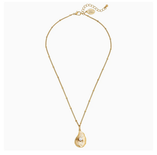Handcast Gold Oyster with Genuine Freshwater Pearl Necklace