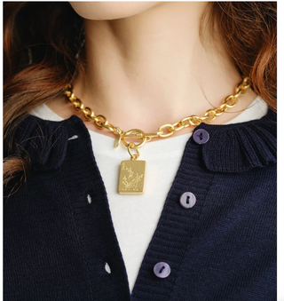 Bird Bam Mahjong Gold Toggle Necklace
