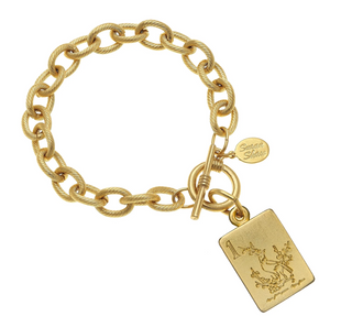 Bird Bam Mahjong Gold Toggle Bracelet