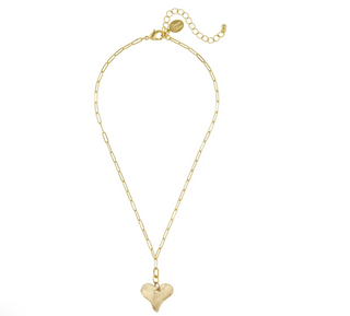Gold Heart Paperclip Necklace