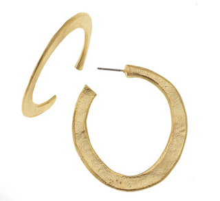 Gold Hammered Hoops