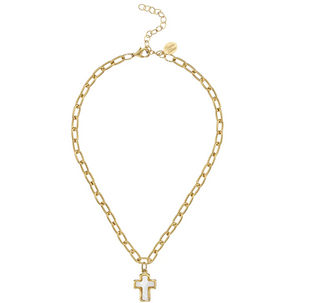 Small Mother of Pearl Cross Jane Necklace