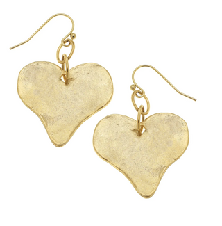 Gold Handcast Heart Earrings