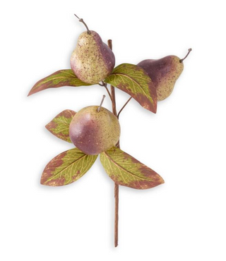 13 Inch Burgundy & Green Brown & Cream Speckled Pear Pick