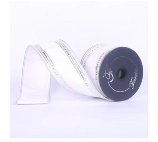 2.5" Twinkle Borders White and Silver Ribbon