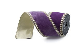 4" Pearl Borders Lavender Ribbon
