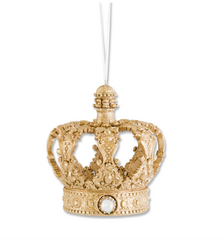 5.5 Inch Gold Resin Jeweled Crown Ornament